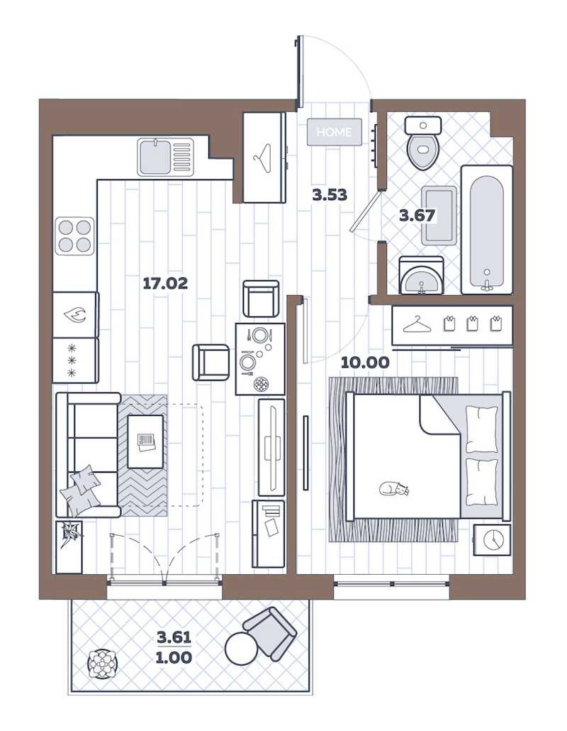 Однокомнатная квартира в : площадь 35.22 м2 , этаж: 2 – купить в Санкт-Петербурге